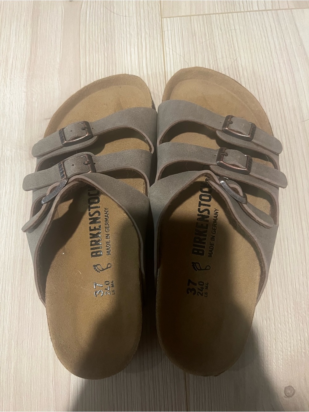Birkenstock Women’s Taupe Three-Strap Sandals
